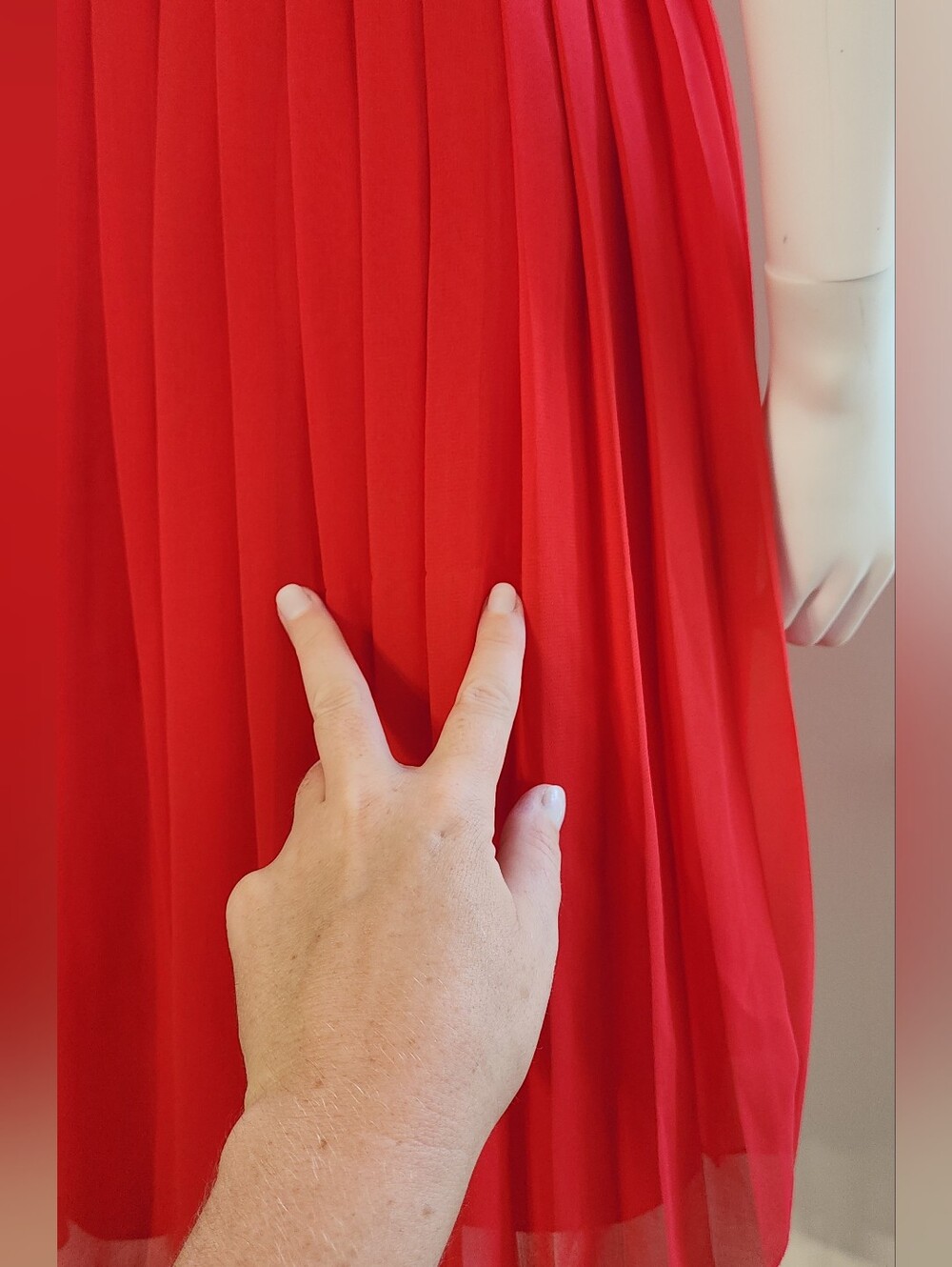 J. Crew Red Pleated Chiffon Dress - Picture 13 of 16